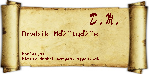 Drabik Mátyás névjegykártya
